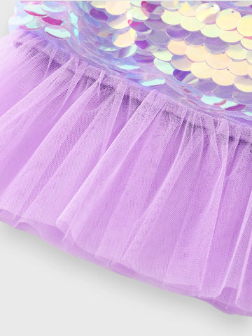 2 Pcs Girls Sequin Scale Mermaid Costume