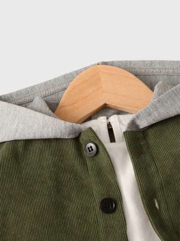 Baby Boys Hooded Corduroy Shirt