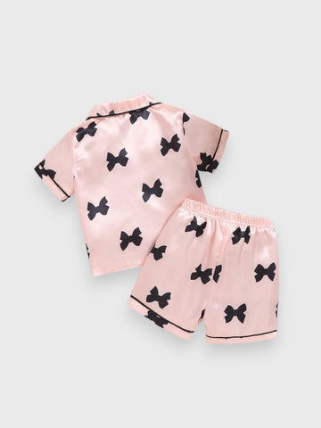 Baby Girl Bow Satin Pyjama Set