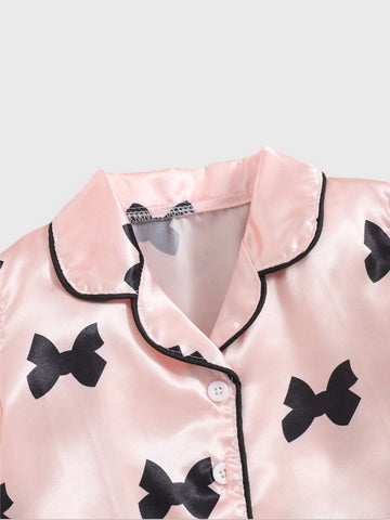 Baby Girl Bow Satin Pyjama Set