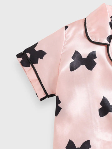 Baby Girl Bow Satin Pyjama Set