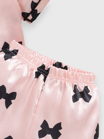 Baby Girl Bow Satin Pyjama Set