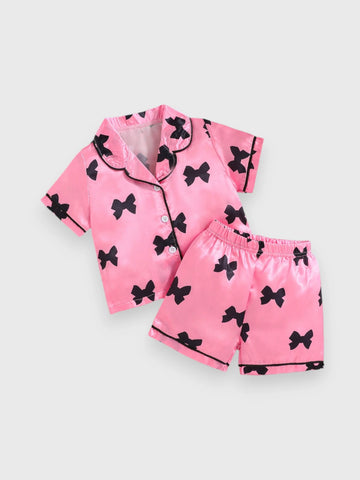 Baby Girl Bow Satin Pyjama Set