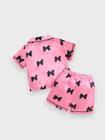 Baby Girl Bow Satin Pyjama Set
