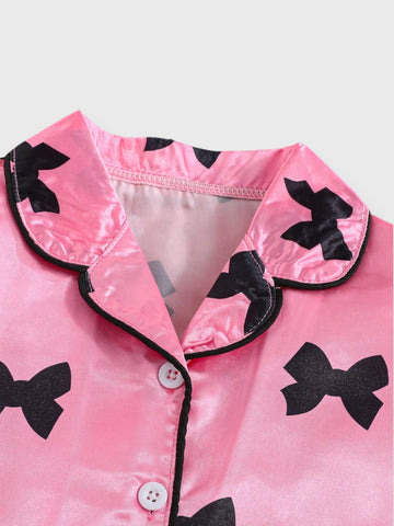 Baby Girl Bow Satin Pyjama Set