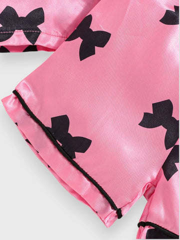 Baby Girl Bow Satin Pyjama Set