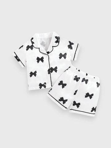 Baby Girl Bow Satin Pyjama Set