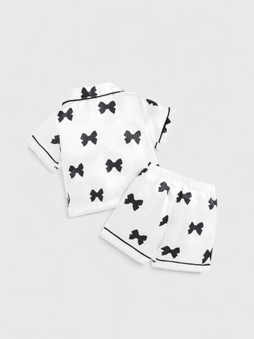 Baby Girl Bow Satin Pyjama Set