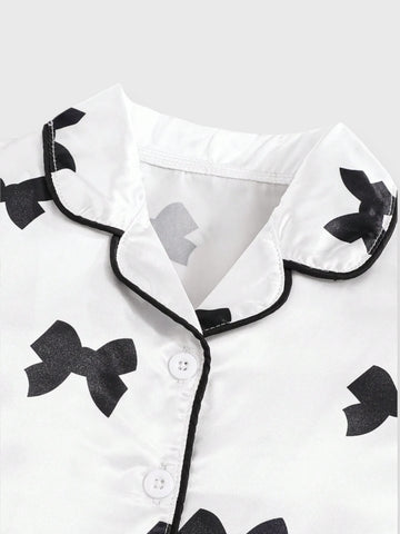 Baby Girl Bow Satin Pyjama Set