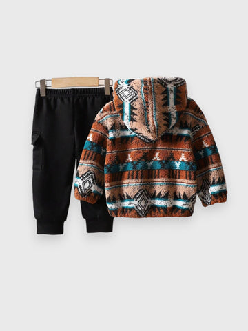 2 Pc Baby Printed Fleece Hoodie Cargo Pants