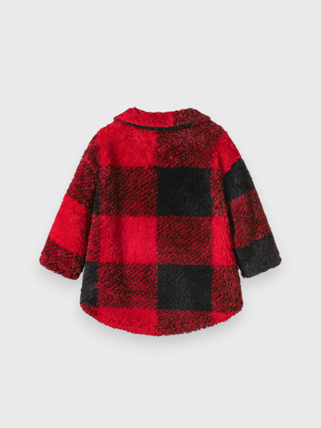 Baby Girl Buffalo Plaid Fleece Swing Coat