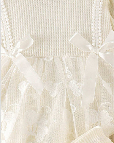 3 Pc Baby Girl Waffle Knit Lave Overlay Bodysuit