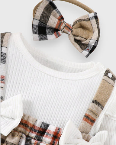 3 Pc Infant Baby Girl Plaid Dress Set