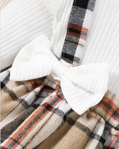 3 Pc Infant Baby Girl Plaid Dress Set
