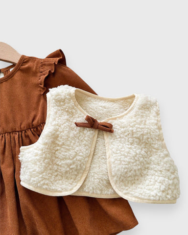 2 Pc Baby Girl Corduroy Dress with Shearling Vest
