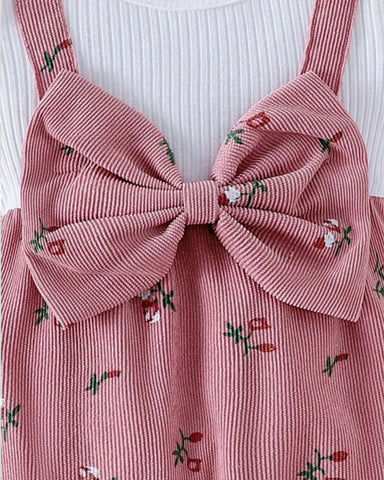 2 pc Baby Corduroy Ditsy Floral Overall Jumpsuit