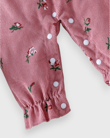 2 pc Baby Corduroy Ditsy Floral Overall Jumpsuit