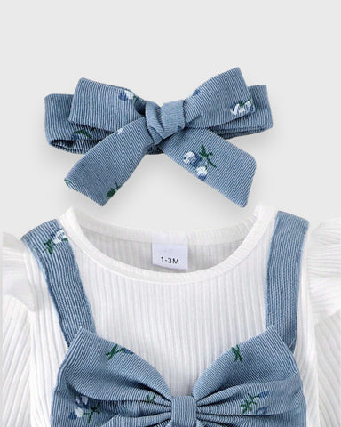 2 pc Baby Corduroy Ditsy Floral Overall Jumpsuit