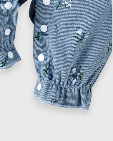 2 pc Baby Corduroy Ditsy Floral Overall Jumpsuit