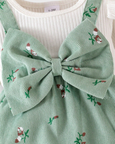 2 pc Baby Corduroy Ditsy Floral Overall Jumpsuit