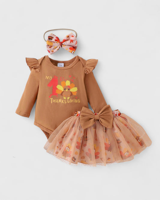 3 Pc Infant Baby Girl Thanksgiving Set