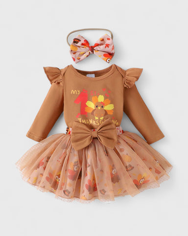 3 Pc Infant Baby Girl Thanksgiving Set