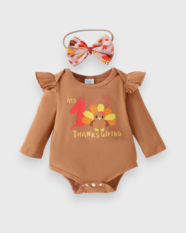 3 Pc Infant Baby Girl Thanksgiving Set