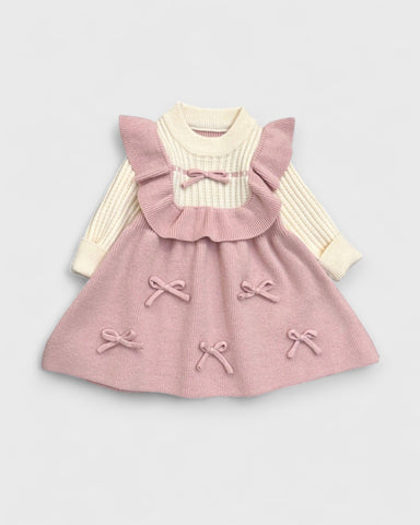 Baby Girl Knit Bow Trim Dress