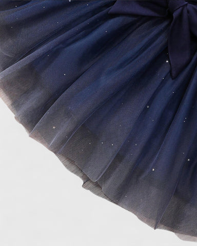Baby Girls Crossover Dress with Ombre Tull Mesh Star Confetti Skirt