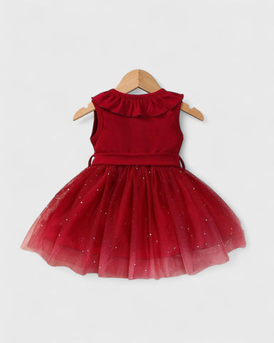 Baby Girls Crossover Dress with Ombre Tull Mesh Star Confetti Skirt