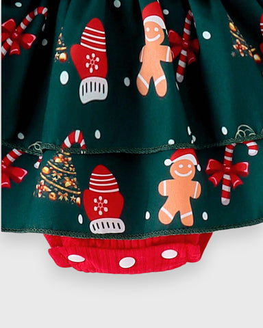 2 Pc Baby Girl Holiday Gingerbread Dress Set
