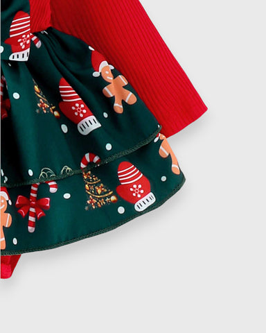 2 Pc Baby Girl Holiday Gingerbread Dress Set