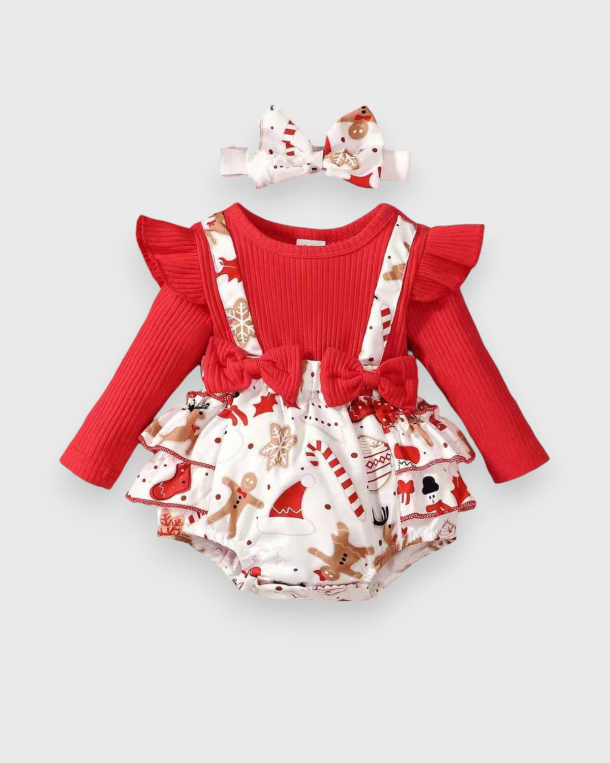 2 Pc Baby Girl Gingerbread Bodysuit Set