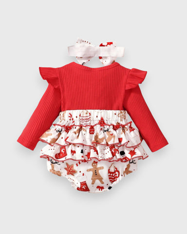2 Pc Baby Girl Gingerbread Bodysuit Set