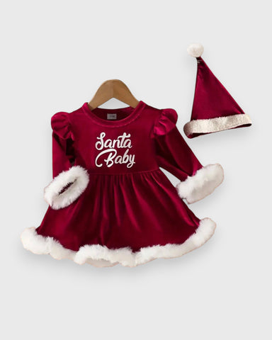 2 Pc Baby Girl Santa Baby Dress