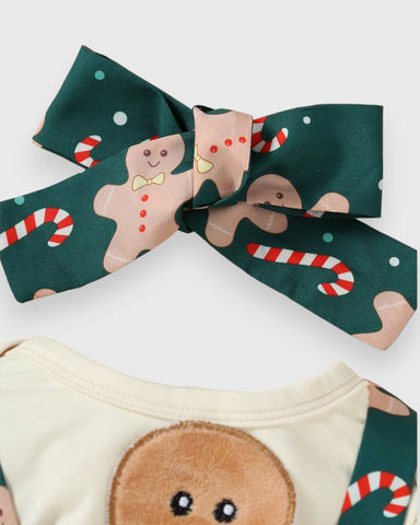 3 Pc Baby Girl Gingerbread Overall Dress Set