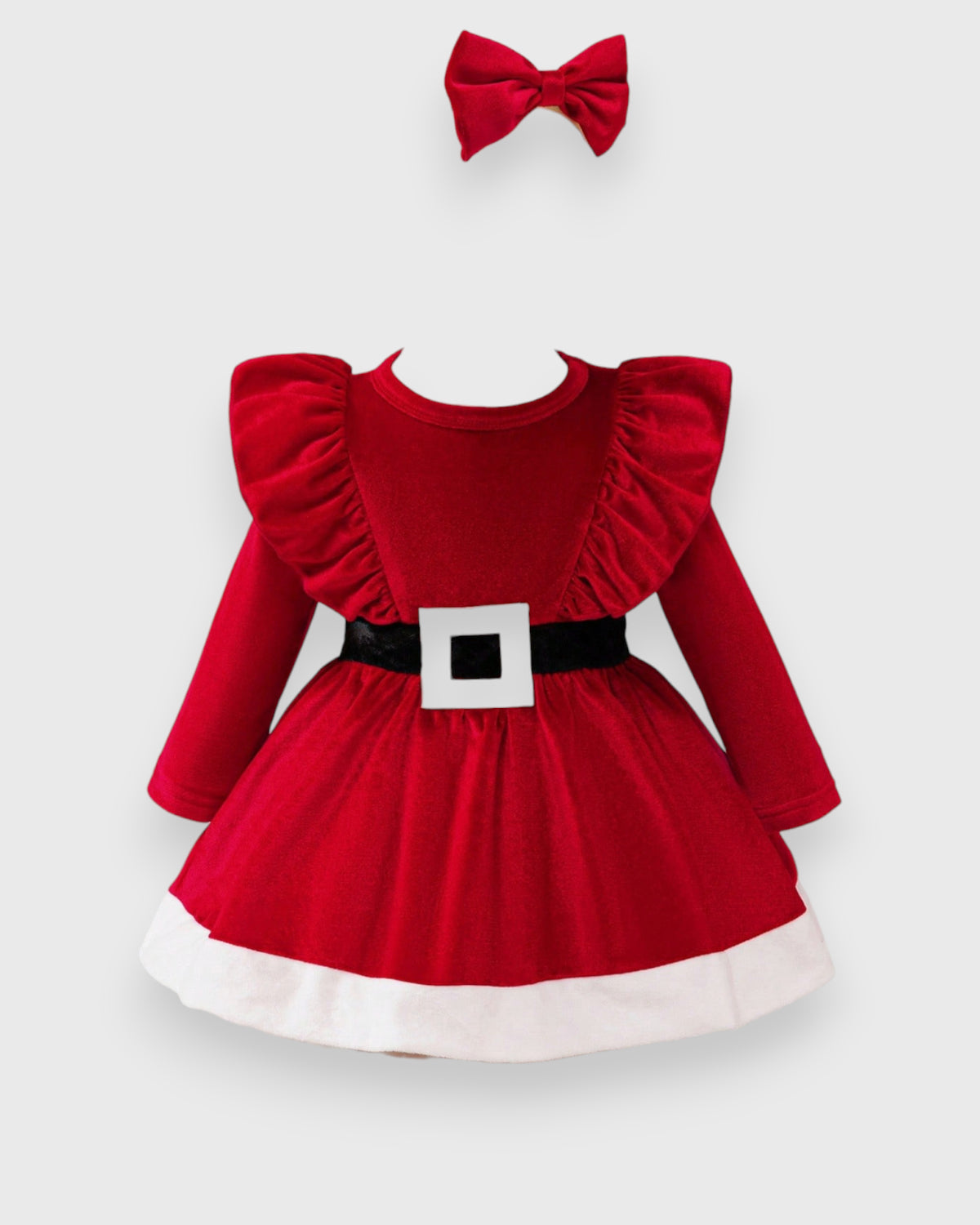 2 Pc Baby Girl Velvet Santa Dress