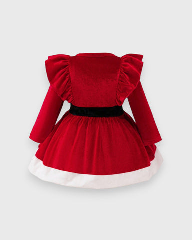2 Pc Baby Girl Velvet Santa Dress