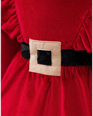 2 Pc Baby Girl Velvet Santa Dress