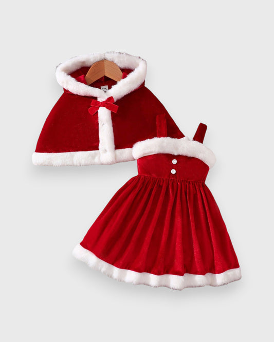 2 Pc Baby Girl Misses Clause Dress & Capelet
