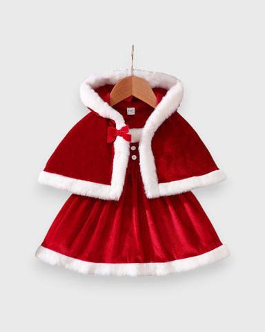 2 Pc Baby Girl Misses Clause Dress & Capelet