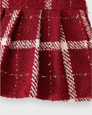 Baby Girl Fuzzy Trim Plaid Dress
