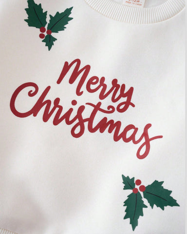 2 Pc Baby Girl Merry Christmas Sweater Set