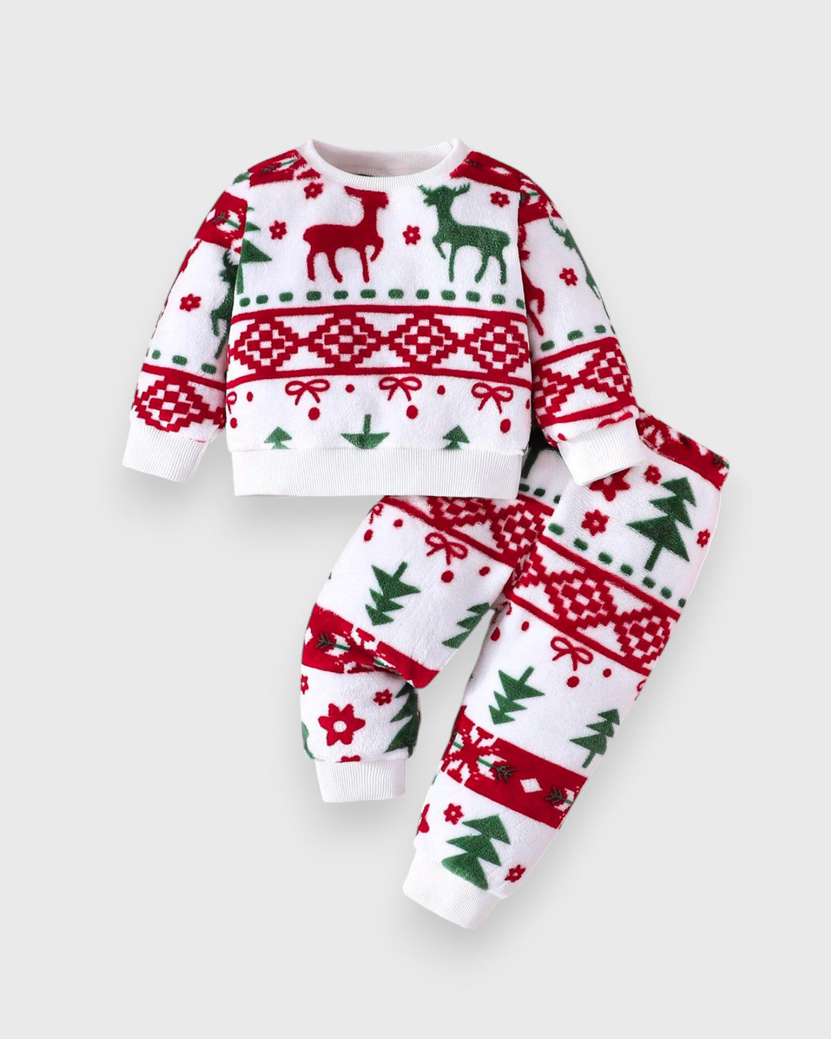 Baby Plush Christmas Print Sweat set