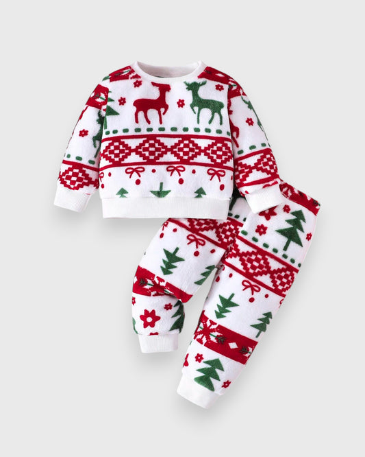 Baby Plush Christmas Print Sweat set