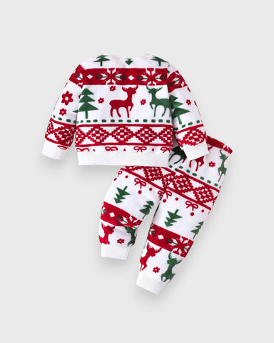 Baby Plush Christmas Print Sweat set
