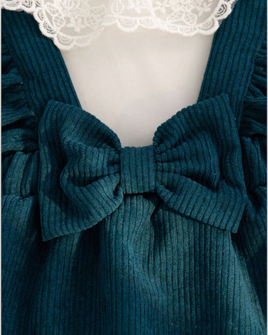 3 Pc Baby Girl Corduroy Ruffle Collar Dress
