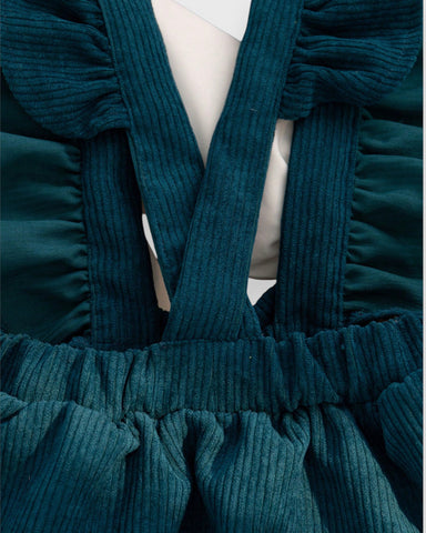 3 Pc Baby Girl Corduroy Ruffle Collar Dress