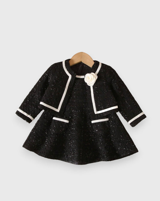 Baby Girl Tweed Chic Camelia Rosette Jacket and Dress