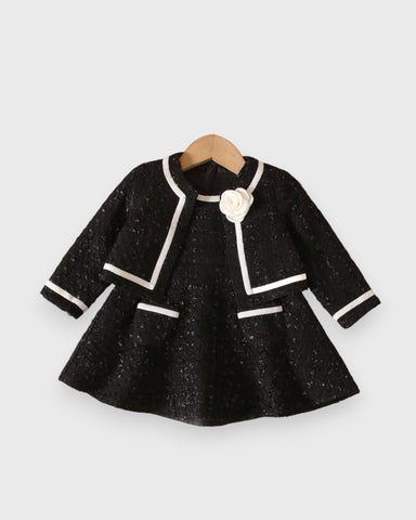 Baby Girl Tweed Chic Camelia Rosette Jacket and Dress